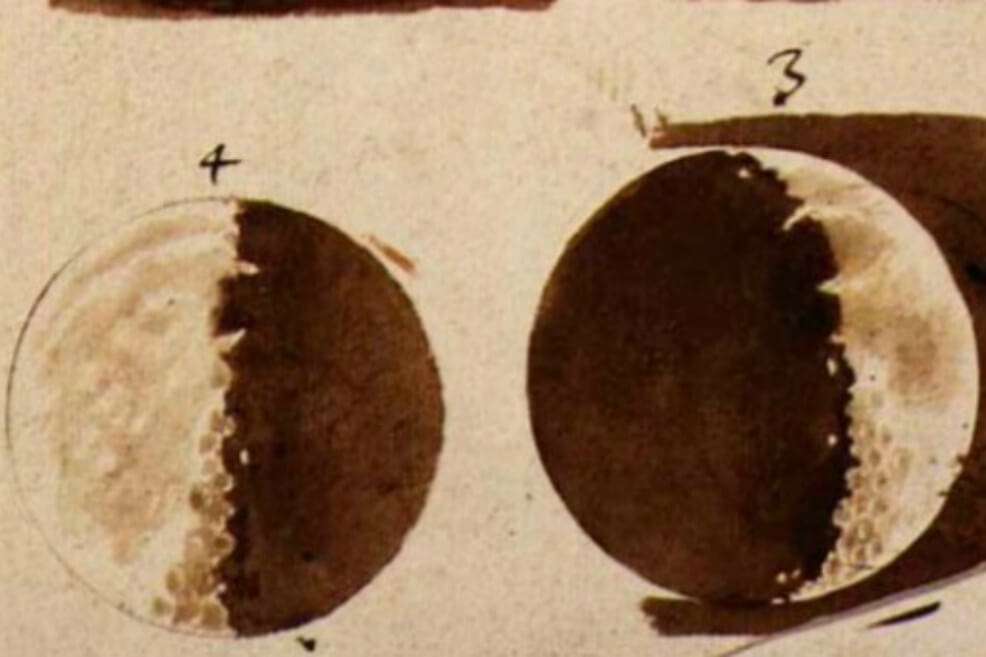Dibujos de la Luna trazados por Galileo.