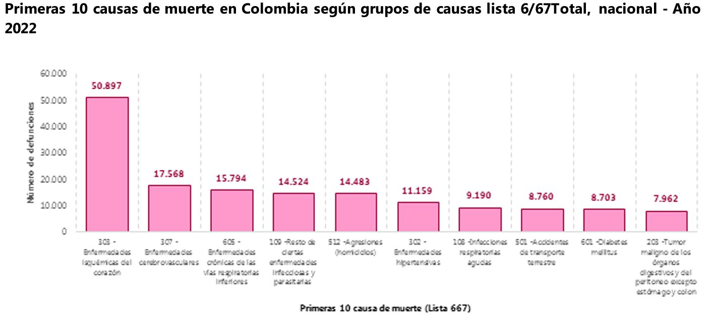Estas son las 10 principales causas de muerte en Colombia.