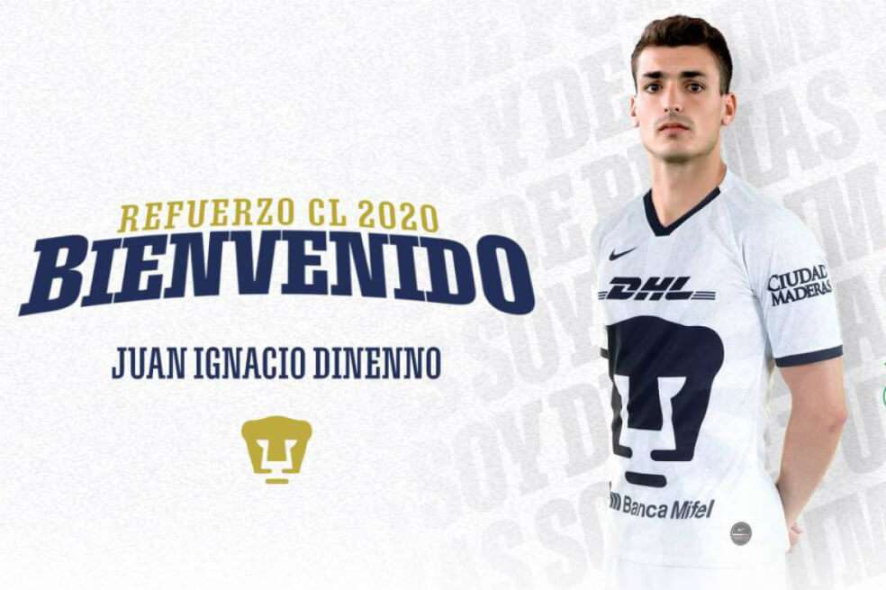 Dinenno, de 25 años, jugará en el fútbol mexicano. / Pumas de la UNAM