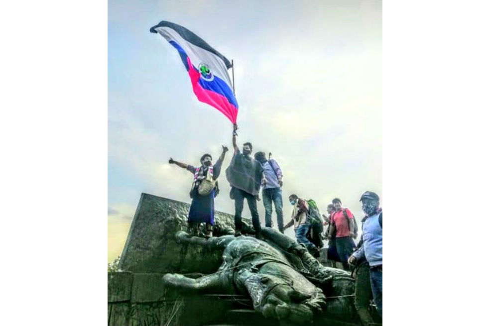 En redes se habla de que comunidades Nasa, Misak y Pijao tumbaron la estatuta de Sebastián de Belalcázar. Sin embargo, según un comunicado oficial del Movimiento de Autoridades Indígenas del sur occidente, aseguran que se trata de un juicio realizado por los indígenas Piurek.