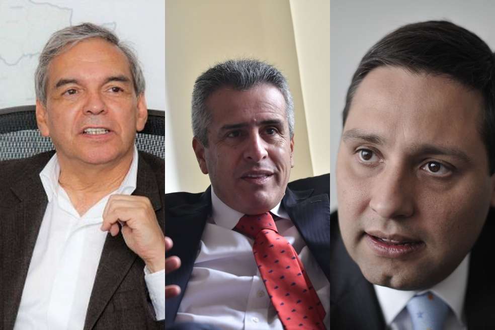 Ricardo Bonilla, ministro de Hacienda; Luis Fernando Velasco, ministro del Interior; y Mauricio Lizcano, ministro de las TIC.