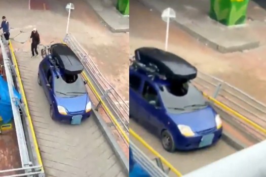En el momento del hecho, el vehículo tenía las placas tapadas. Las autoridades investigan la identidad de la persona que conducía.