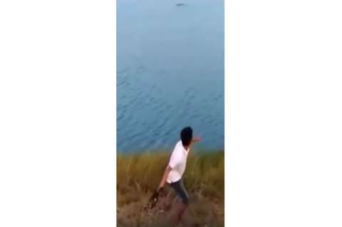 Indignación por joven que lanza un cachorro a lago de cocodrilos