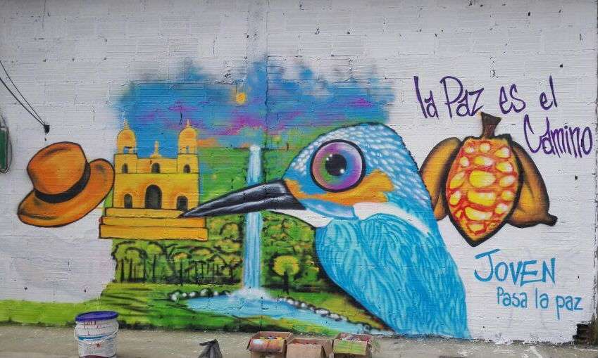 El proceso de los jóvenes en El Tarra incluye el graffiti como expresión de convivencia. /Cortesía