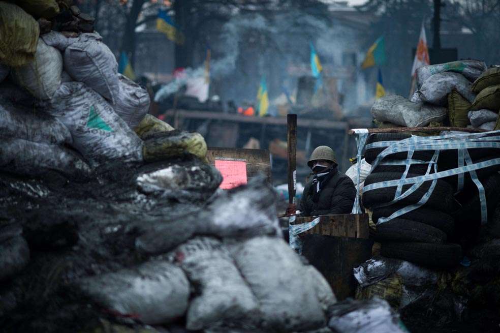 Imagen de las barricadas erigidas por los manifestantes en Kiev, capital ucraniana. / Fotos: AFP