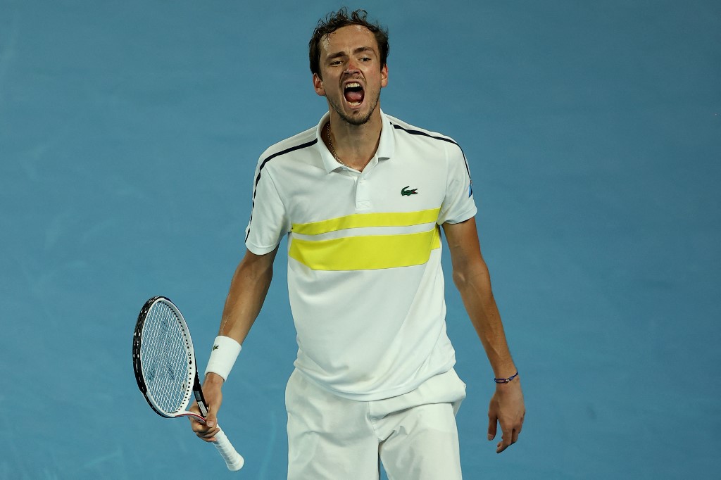 Daniil Medvedev celebra tras clasificarse a la final del Abierto de Australia.