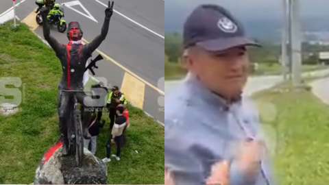 Vandalizan estatua de Lucho Herrera en Fusagasugá: así reaccionó el exciclista