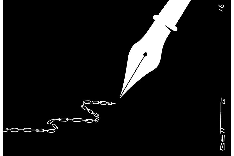 El sistema judicial está siendo empleado como herramienta de presión y censura a la libertad de expresión y de prensa. Inaceptable. / Imagen de referencia: Caricatura de Betto.