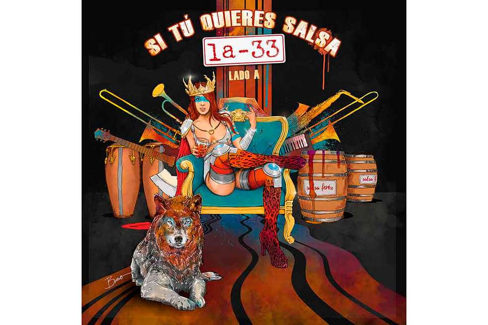 Portada del trabajo discográfico "Si tú quieres salsa", inspirada en las imágenes de ciencia ficción y psicodelia de las portadas de discos de la Sonora Ponceña en los años 70. / Sebastián Bravo
