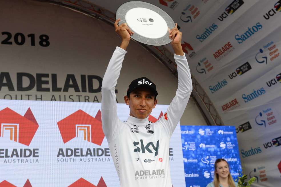Egan Bernal, mejor joven en el Tour Down Under. / AFP
