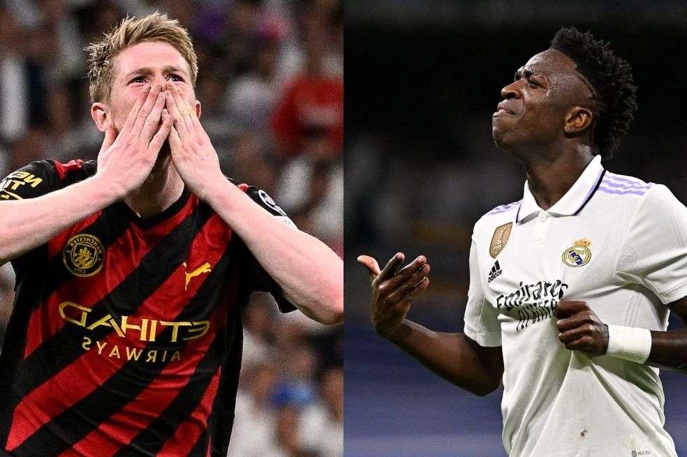 Kevin De Bruyne (izq.) y Vinícius Júnior, los autores de los dos goles del partido de la ida, que terminó 1-1.