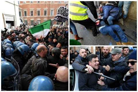 Duros enfrentamientos en protestas de taxistas contra Uber en Italia