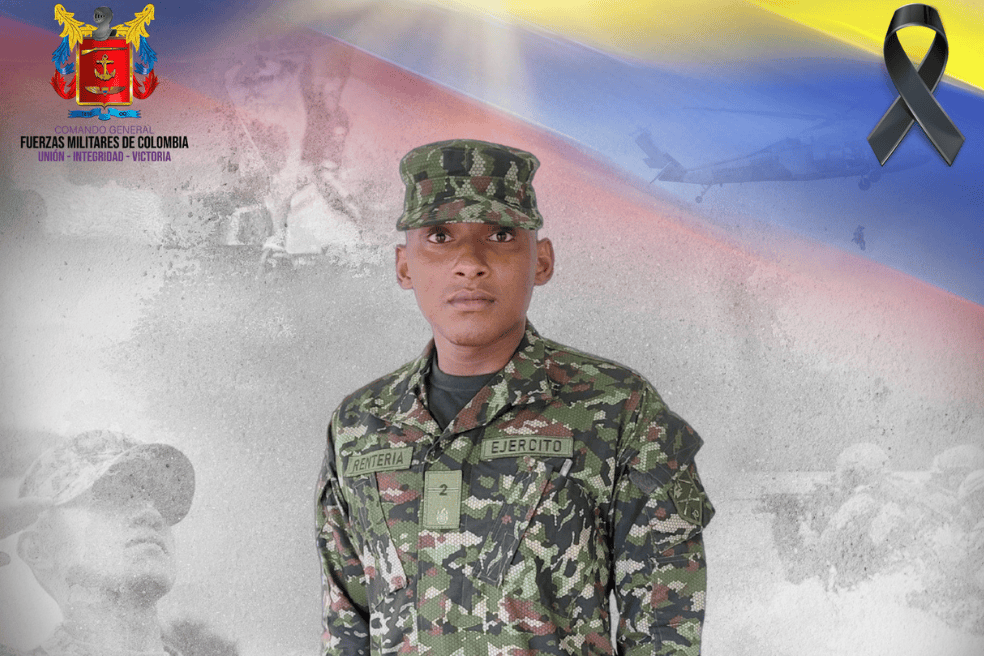 Soldado profesional Juan Camilo Rentería Fernández, asesinado en combate con las disidencias en Tuluá (Valle del Cauca).