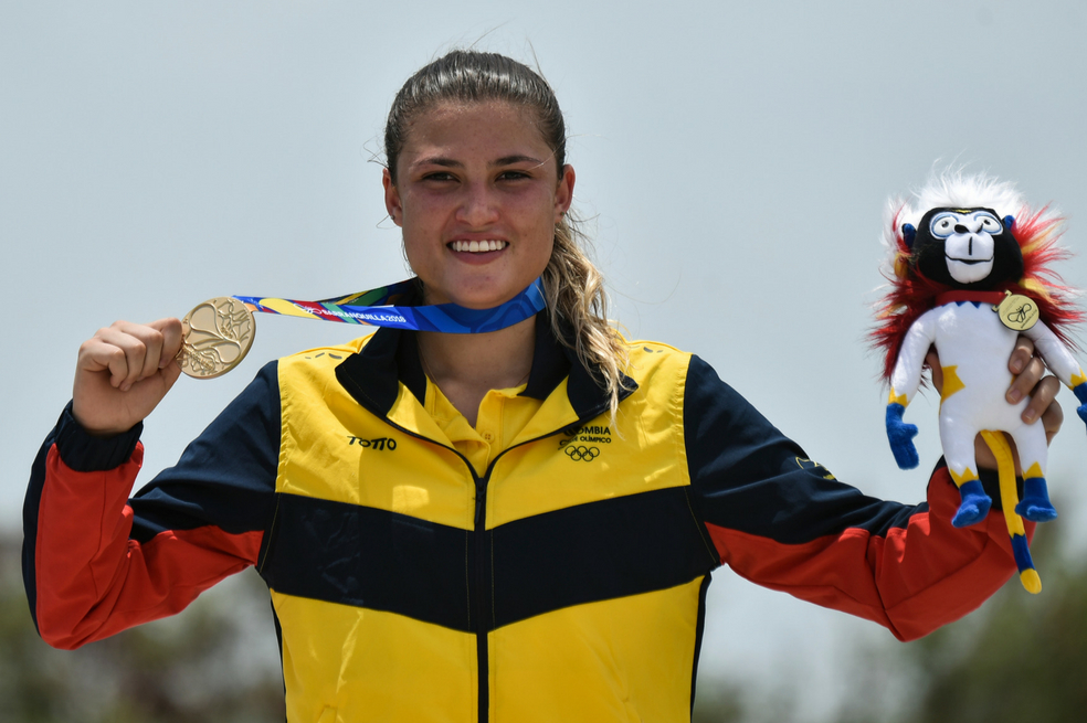 La bicicrocista barranquillera Gabriela Bollé ganó medalla de oro en el BMX femenino. / AFP