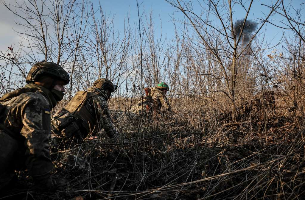 Donetsk (Ukraine), 12/01/2025.- A handout picture made available by the press service of the 24th Mechanized Brigade of Ukrainian Armed Forces shows sappers undermining dangerous explosives as servicemen of the engineer supply group of the 24th Mechanized Brigade clean the logistic way to Chasiv Yar town, Donetsk region, Ukraine, 13 January 2025, amid the Russian invasion. Russian troops entered Ukrainian territory on 24 February 2022, starting a conflict that has provoked destruction and a humanitarian crisis. (Rusia, Ucrania) EFE/EPA/PRESS SERVICE OF THE 24 MECHANIZED BRIGADE HANDOUT HANDOUT EDITORIAL USE ONLY/NO SALES