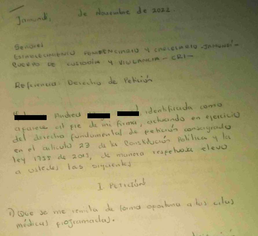 Derecho de petición de una interna