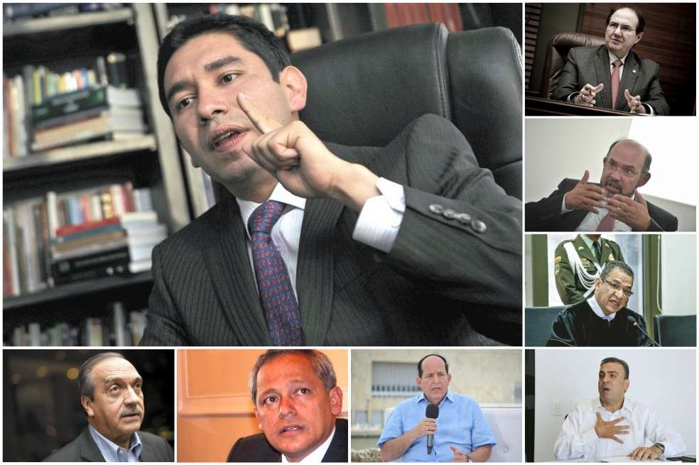 En este escándalo están involucrados un exfiscal Anticorrupción, dos exmagistrados y uno activo de la Corte Suprema de Justicia, tres senadores y un excongresista. / Archivo, Semana y Twitter
