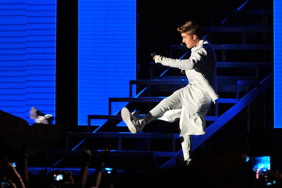El cantante canadiense Justin Bieber en concierto.