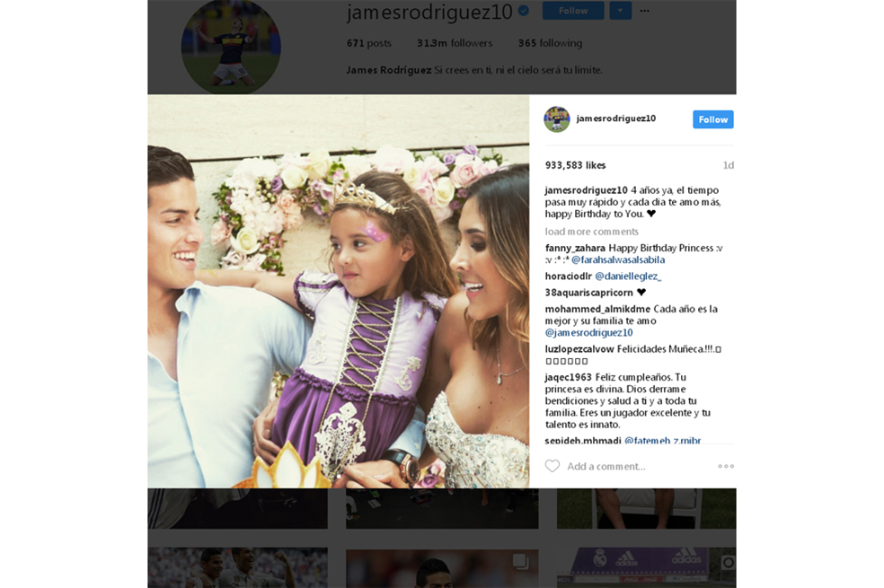 James Rodríguez y Daniela Ospina celebrando el cumpleaños de su hija (c) Instagram.
/ Bang Showbiz