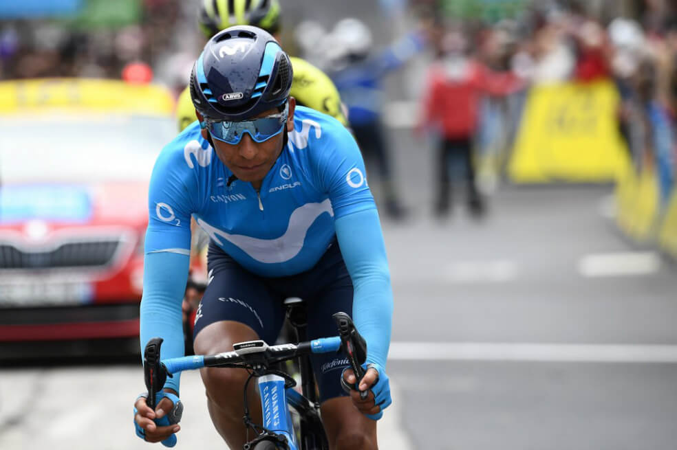 Quintana, ciclista del Movistar, durante la Critérium del Dauphiné. / AFP