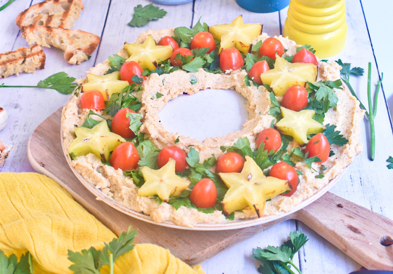 Hummus en forma de corona: receta fácil y decorativa para Navidad