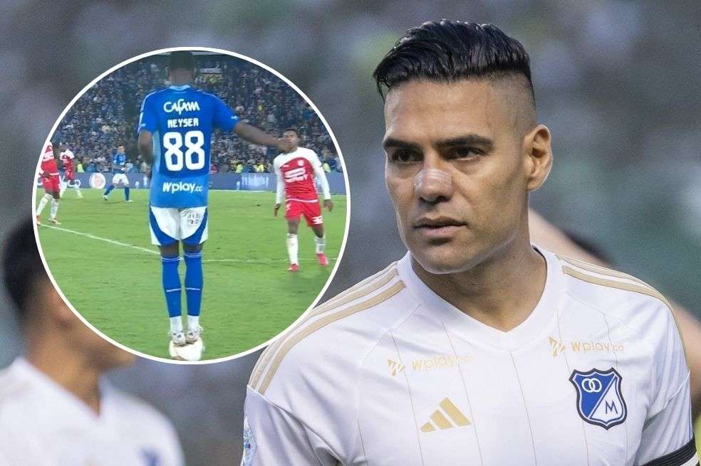 Radamel Falcao García le pidió a Néiser Villarreal no volver a hacer la jugada en la que se para encima del balón.
