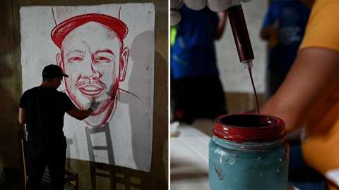 Artista pinta murales con sangre para rechazar la discriminación y la violencia