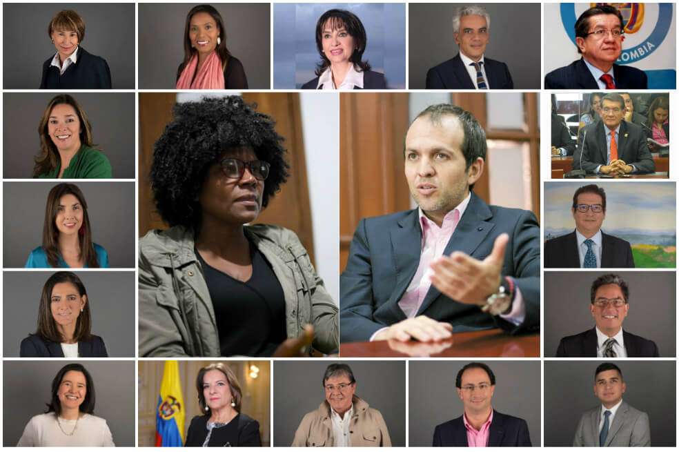 Hasta la salida de María Fernanda Suárez del Ministerio de Minas, en junio de 2020, el gabinete de Duque permaneció paritario en sus primeros dos años de gobierno (como se ve en la foto). Ahora las mujeres ni siquiera encabezan el 30% de las carteras.