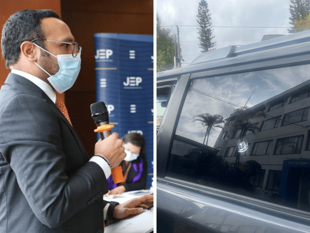 El vehículo de Hugo Escobar Fernández, auxiliar del magistrado Alejandro Ramelli de la Jurisdicción Especial para la Paz (JEP) fue impactado, al parecer, con arma de fuego.