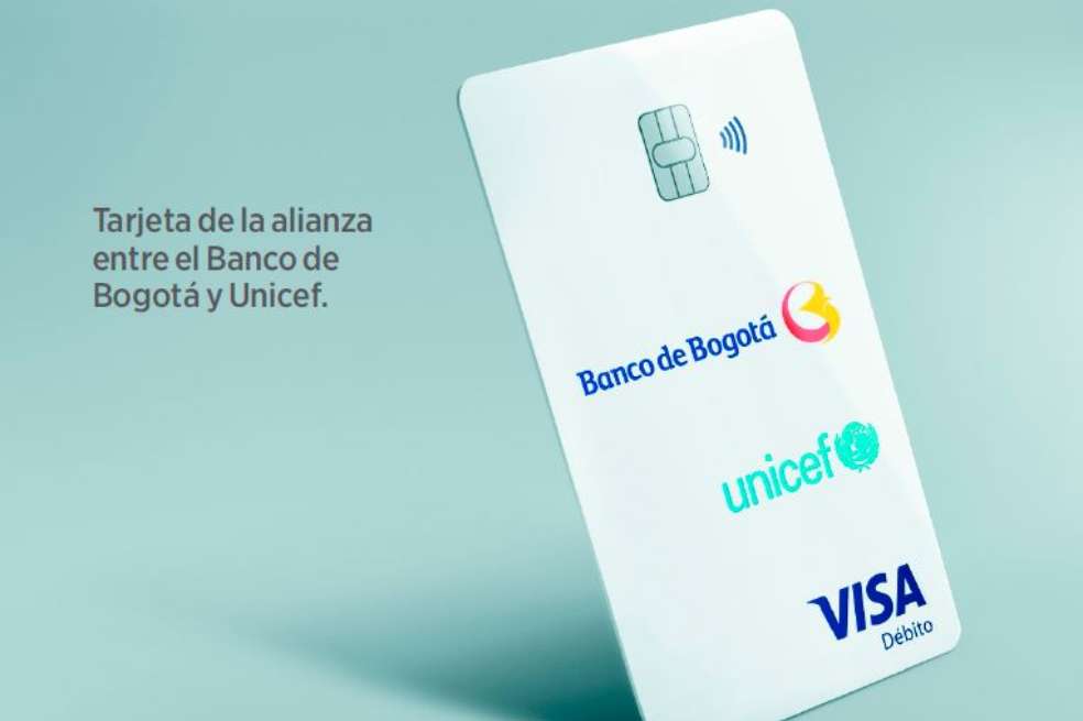 Tarjeta Banco de Bogotá y Unicef.