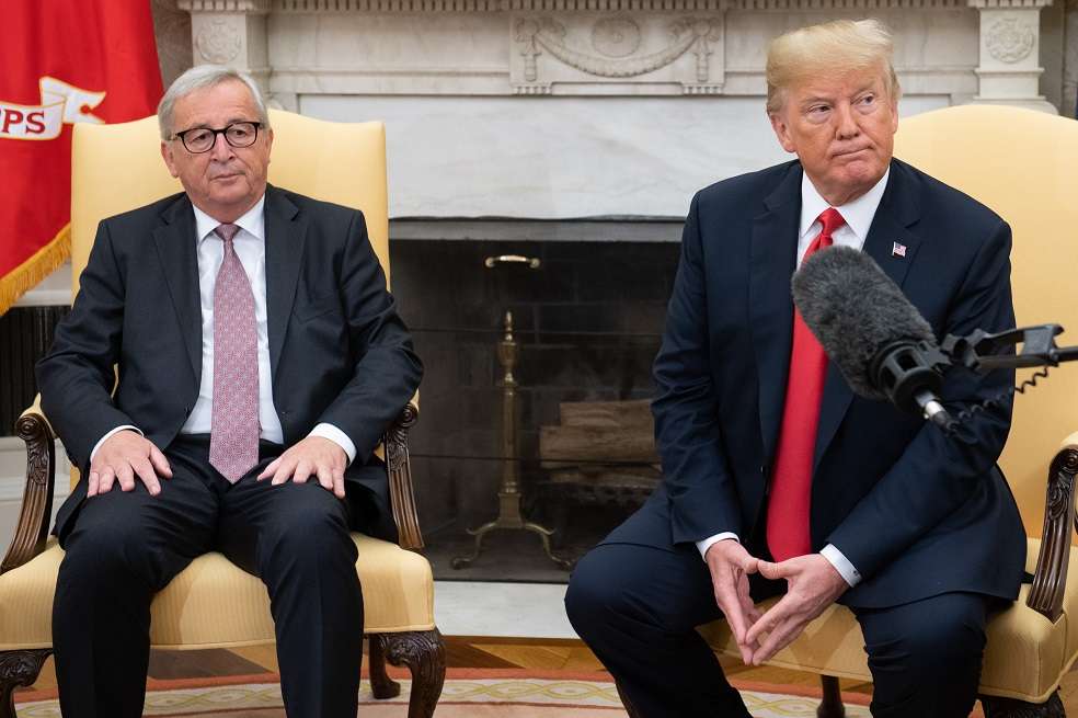 El presidente de Estados Unidos, Donald Trump, y el presidente de la Comisión Europea, Jean-Claude Juncker, tras su reunión en la Casa Blanca. / AFP