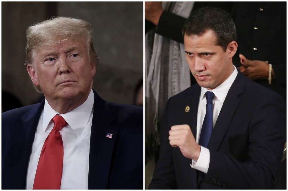 Donald Trump, presidente de Estados Unidos, y Juan Guaidó, líder de la oposición de Venezuela. / AFP