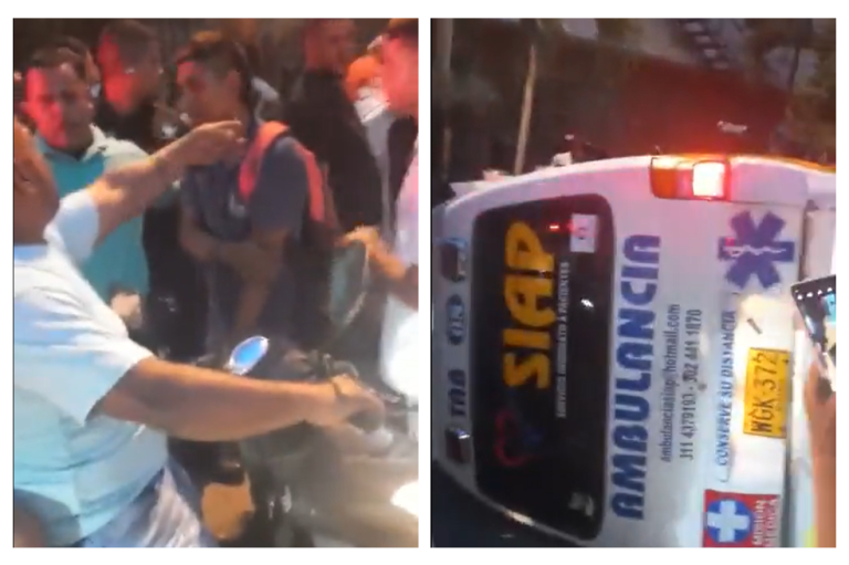 Ambulancia se volcó al internar huir después de atropellar a motociclistas en Cali