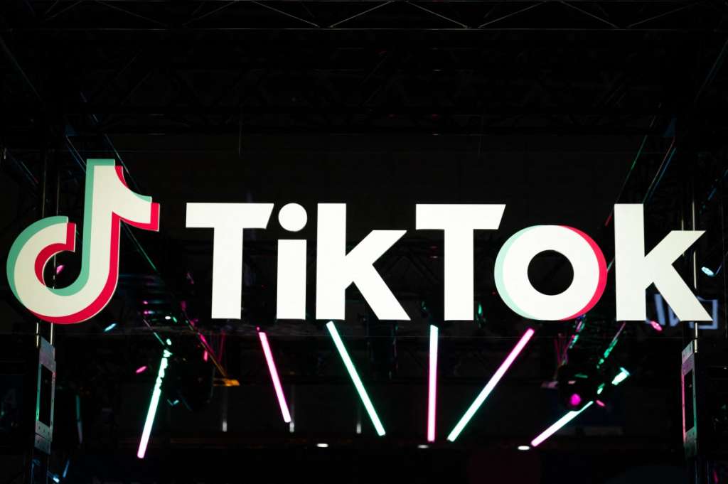 (FILES) The TikTok logo is pictured at the company's booth during the Tokyo Game Show in Chiba prefecture on September 15, 2022.