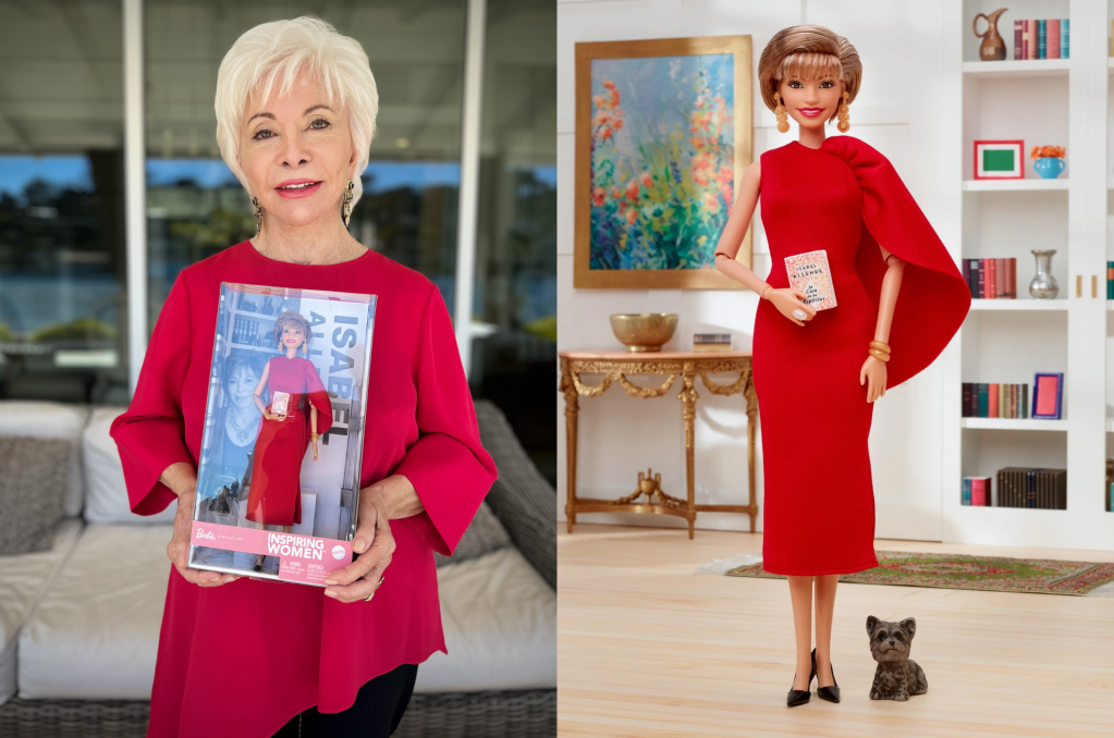 La Barbie Isabel Allende, que lleva un vestido rojo de fiesta con capa sobre un hombro, zapatos negros de tacón y pendientes dorados, forma parte de la colección con la que el fabricante Mattel honra a las mujeres que han servido de inspiración y se han destacado en diversos campos.