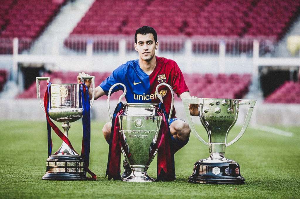 Sergio Busquets, en el arranque de su carrera, cuando ganó el triplete con Barcelona.