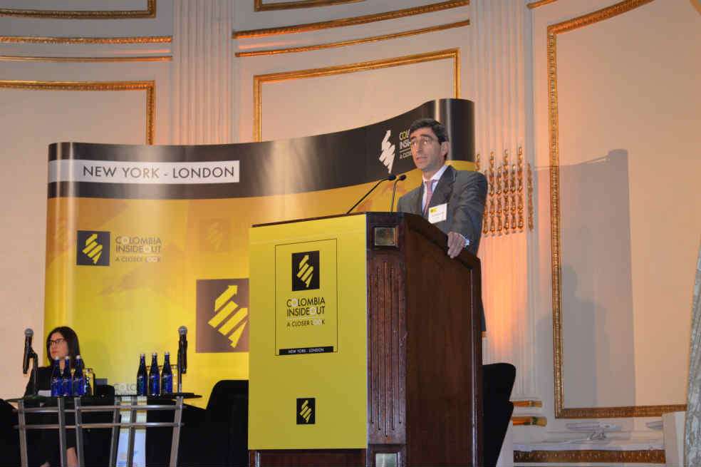 Juan Pablo Córdoba, presidente de la Bolsa de Valores de Colombia, durante la presentación en Nueva York. / David Mayorga-El Espectador