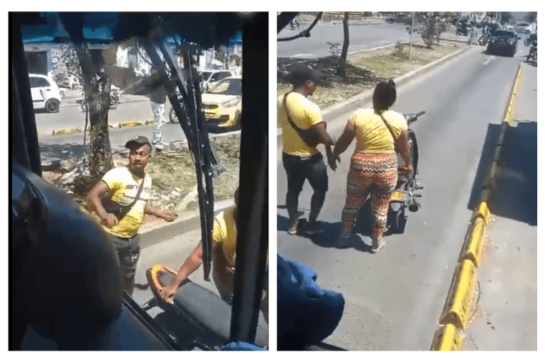 Motociclista que invadió carril exclusivo atacó con machete un bus del Mio en Cali