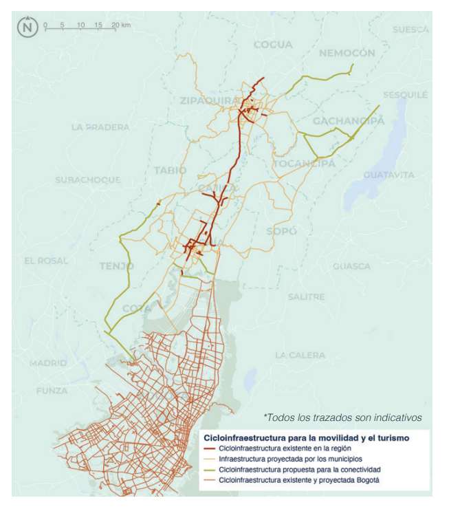 Red de cicloinfraestructura para la movilidad y turismo en Sabana Centro.