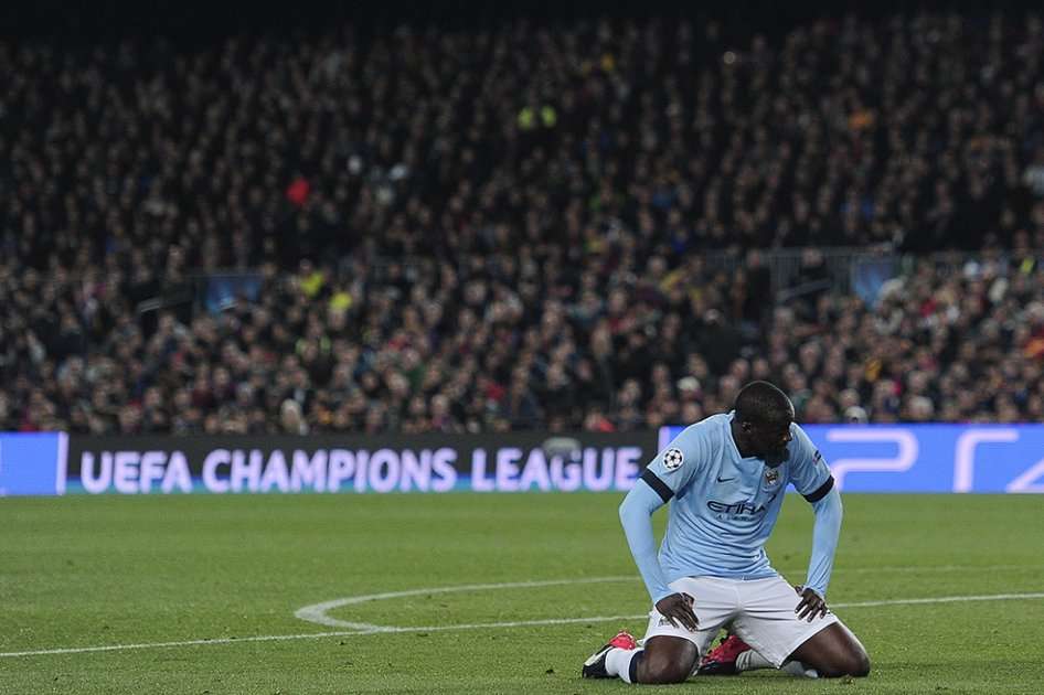 Yaya Touré en la derrota del Manchester City contra el Barcelona. Foto: AFP