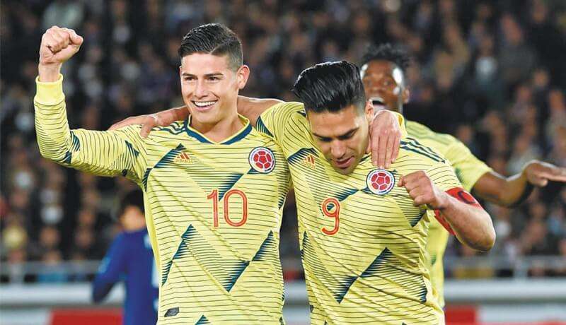 James Rodríguez y Falcao García, referentes del combinado nacional que debutará en la Copa América ante Argentina el sábado 15 de junio. / AFP