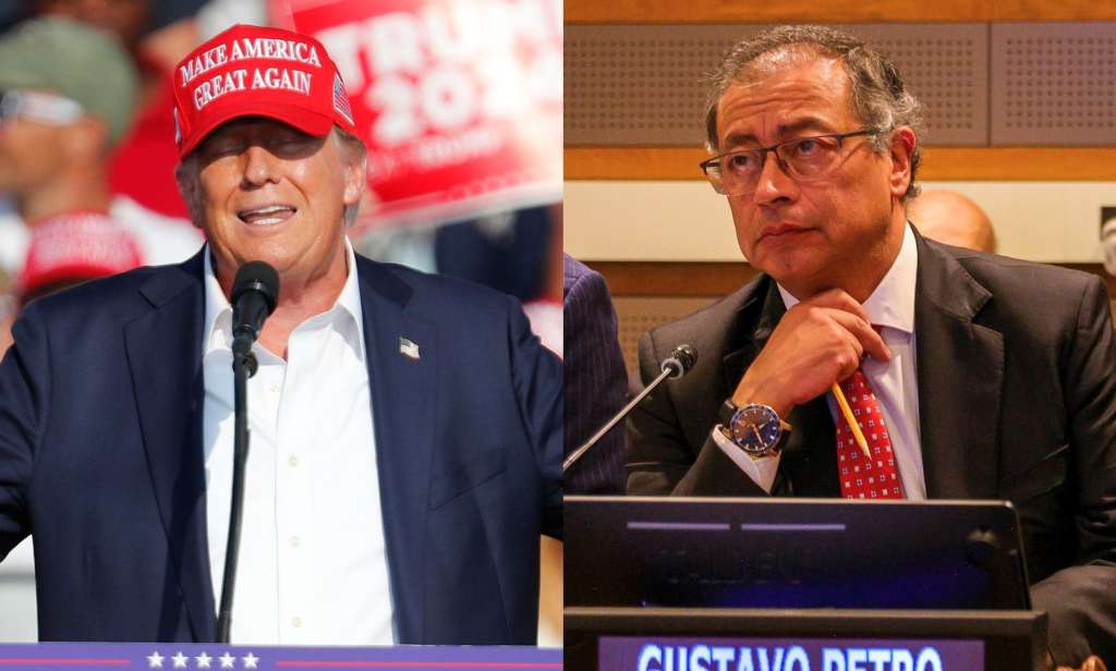 Expresidente de EE.UU Donald Trump y presidente colombiano Gustavo Petro.