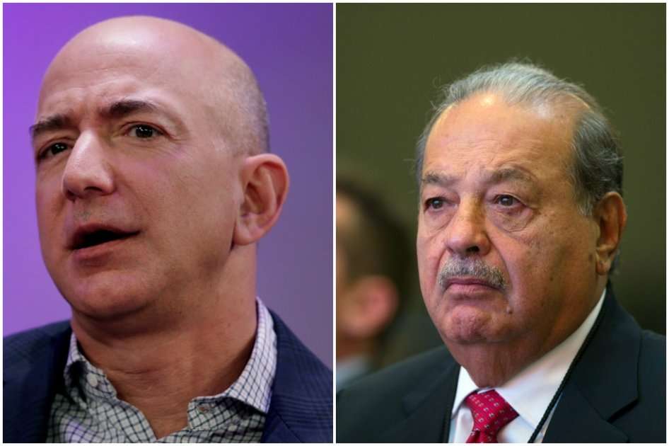 Jeff Bezos de Amazon y Carlos Slim magnate mexicano. / Bloomberg News