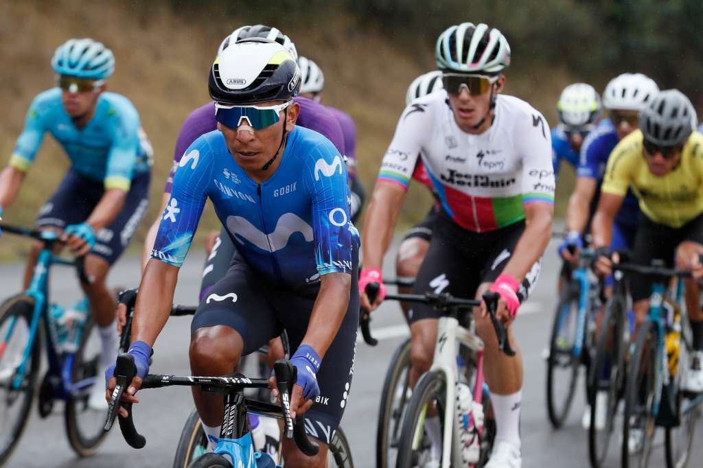 AMDEP6552. PAIPA (COLOMBIA), 07/02/2024.- El corredor colombiano Nairo Quintana de Movistar Team compite en la segunda etapa de la carrera ciclística Tour Colombia 2024 hoy, entre Paipa y Santa Rosa de Viterbo (Colombia). EFE Carlos Ortega