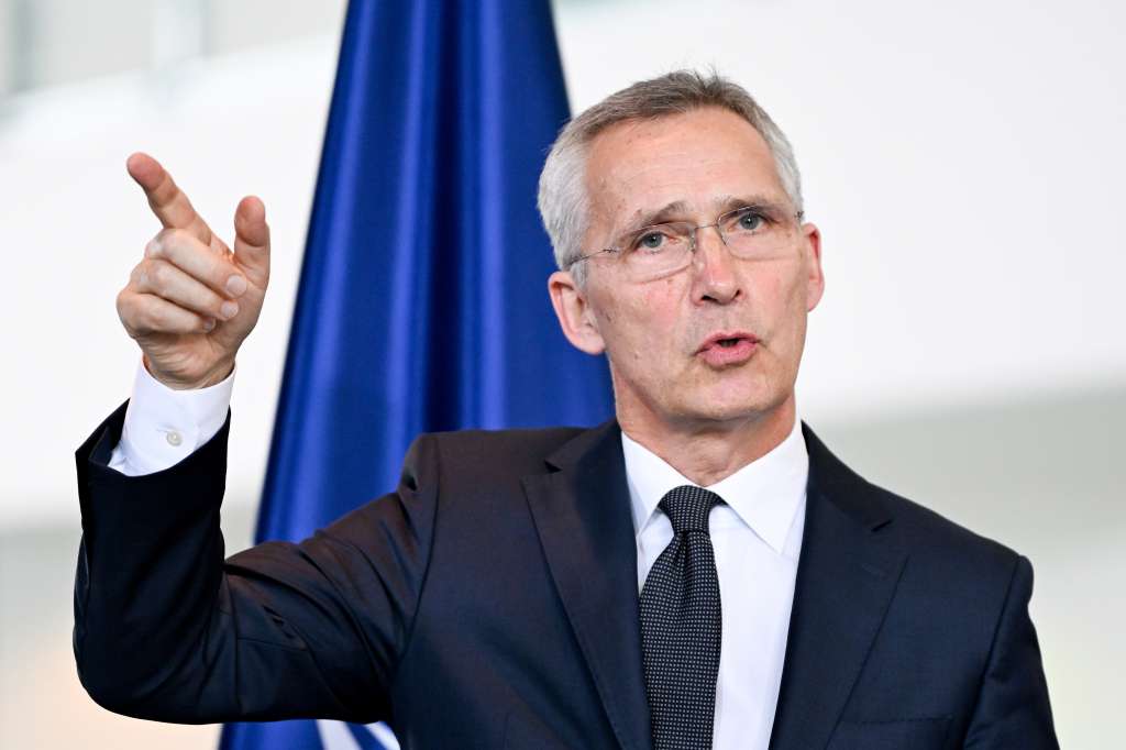 Berlin (Germany), 19/06/2023.- NATO Secretary General Jens Stoltenberg attends a press conference with German Chancellor Olaf Scholz (not pictured) at the Chancellery in Berlin, Germany, 19 June 2023. German Chancellor Olaf Scholz and NATO Secretary General Jens Stoltenberg met for bilateral talks. (Alemania) EFE/EPA/FILIP SINGER