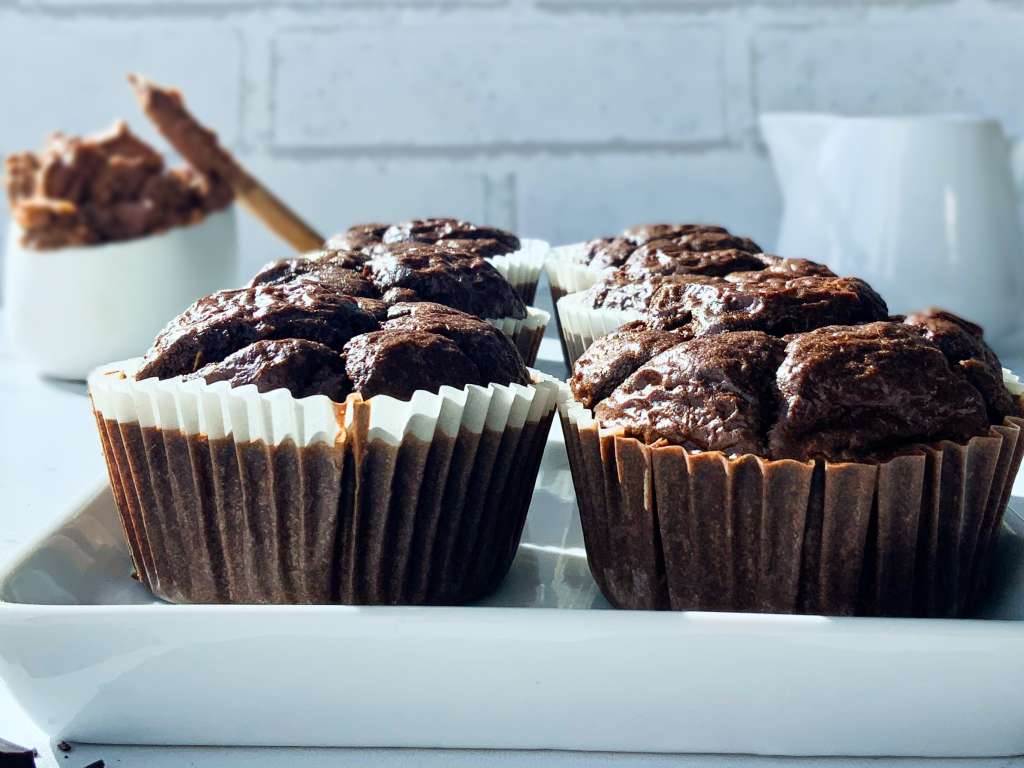 Así queda el muffin de chococafé sin azucar refinada.