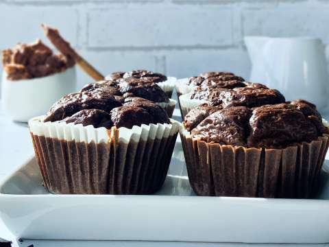 Esta es la receta de un muffin de chococafé sin azúcar refinada