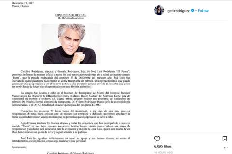 "El Puma" agradece apoyo de fans tras doble trasplante de pulmón