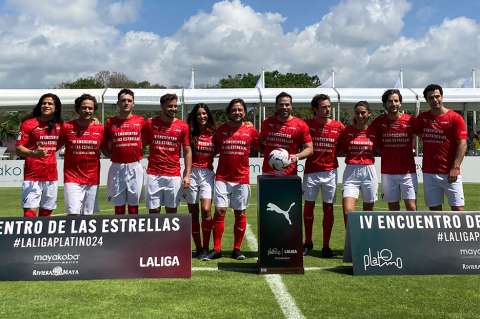 Futbolistas retirados golearon a famosos en los Premios Platino 2024