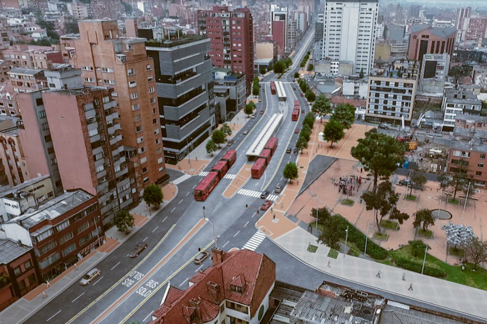 Imagen de cómo quedaría la carrera séptima, a la altura de la calle 60, con la entrada en operación de TM. / Instituto de Desarrollo Urbano